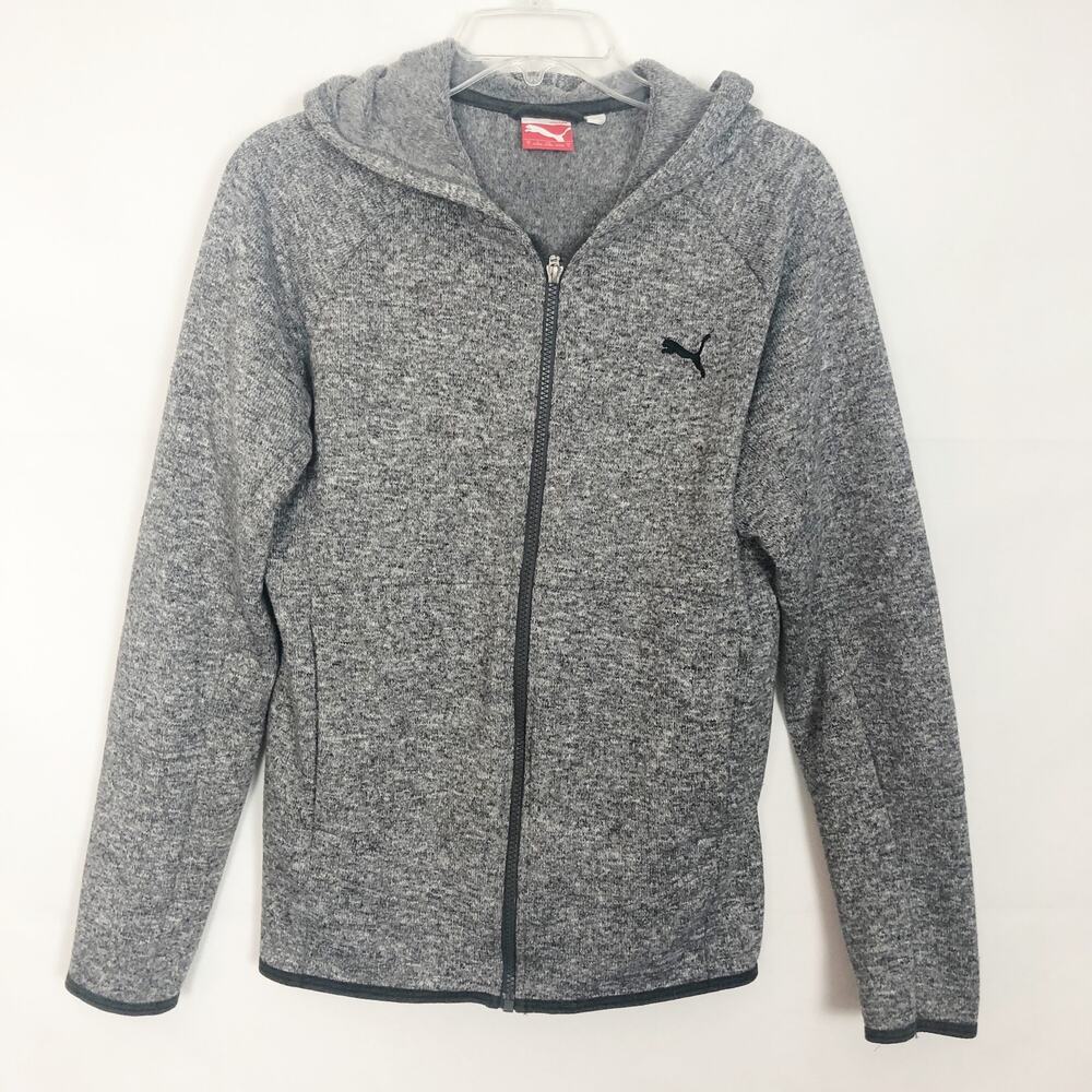 Puma Full Zip Gray Long Sleeve Gray Hoodie Size Small